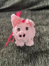 Handmade Pink Antique Chenille Bedspread Pin Cushion Pig Farm