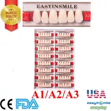 Dental Acrylic Resin False Denture Teeth DIY Upper Lower Full Set Shade A1/A2/A3