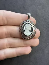 5.4g Vintage Sterling Silver 925 Cameo Pendant Jewelry lot L