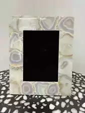 Super Natural Patterned White Agate Photo Frame Home Decor Gift Item for SALE