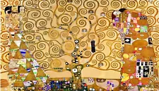 TREE OF LIFE Klimt Oil Painting with Gold 24x42 Stretched Canvas **SALE