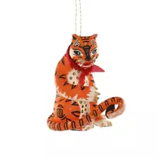 TIBETAN TIGER ORNAMENT 4" Handmade Paper Mache Auspicious Animal Christmas Tree