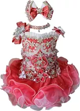 Jenniferwu Baby Girl Pageant Dress Handmade Beaded Dress Toddler Pageant 12-18M