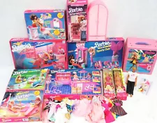 Vintage Lot of Barbie Ken Clothes Playsets Pool Salon Surf Airline Store Vtg 80s