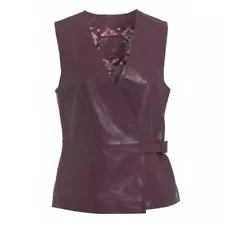 Ladies Leather Branded Wrap Over Top Dusky Orchid Size 10,12 UK XMAS SALE