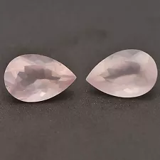 Natural Rose Quartz 12x8mm Pear Cut 2 Pieces Untreated Loose Gemstone for sale