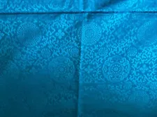 SILK Jacquard/Damask Fabric Teal Blue Asian Pattern 3.5+ Yds