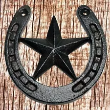 Western Cast Iron Rustic Horseshoe & Texas Star Wall Art CI99-B