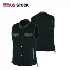 Men's Motorcycle Denim OUTLAW SOA Club Style Vest Gun Pockets Biker 21685/Side