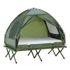 2 Person Tent for Adult Camping Cot Combo Set Pop Up Folding Outdoor Double Bed