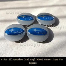 4PCS Silver & Blue Oval LOGO Wheel Center Hub Cap For Subaru 2006-2015 /59MM (For: Subaru Tribeca)