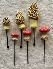 6 Mushroom Picks Rare Find Fairy Garden Pots Planters Crafts Morels