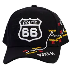 Mens' Route 66 Sign US Historical Map Hat Ball Cap, Black