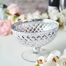 SILVER 8" Mercury Glass Compote Vase Bowl Centerpieces Event Wedding Supplies