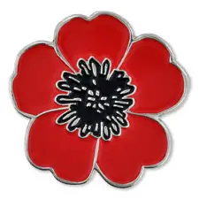 PinMart's Red and Black Poppy Flower Remembrance Memorial Day Enamel Lapel Pin
