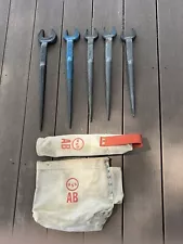 Lot of American Bridge Ironworker Spud Wrenches and AB USS bags