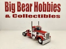 1/64 DCP Red & White Seminole Single Axle Peterbilt 359 Day Cab Tractor