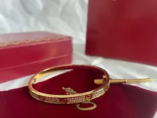 Cartier Signature Logo Gold Bracelet Size 17