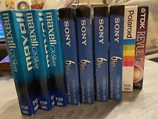 Lot of 9 Blank VHS Tapes T-120 8 TDK Sony Maxwell As Is 1 New Sealed Polaroid