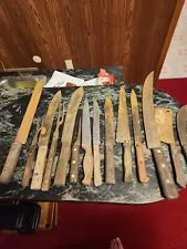 Vintage Butcher Knives Lot == 13 Total Very Cool Set