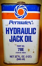 Vintage 1983 Permatex Hydraulic Jack Oil Can 1 Qt Can Made for the Professional