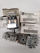 EATON Cutler-Hammer DPDT Relay 120VAC D3PR5A with Base , SALE IS FOR 1 SET