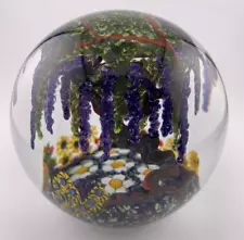 4 LB Chris Heilman Late 1990's Purple Wisteria Tree Paperweight 4.3"