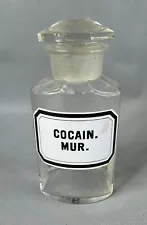 Antique Apothecary Pharmacy Cocaine Bottle Medicine Jar Blown Clear Glass 5"