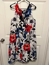 Woman Size 16W Dress Black White Pink, Blue red Floral Luxe by Valvo