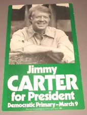 Vintage Jimmy Carter for President 1976 Democratic Primary Campaign Poster 21x13