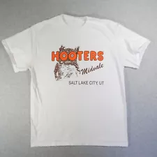 Hooters Shirt Mens Large * Salt Lake City Utah SLC White Short Sleeve Bird Owl