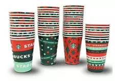 100 Pack Starbucks Coffee Disposable Paper Cups 12oz Tall Christmas Holiday Bulk