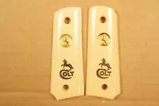 Grips For Colt Officer Model W/Colt Logo W/ Gold Medallions No Screws-New/Repro