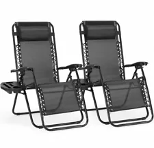 Zero Gravity Chairs 2 Adjustable Folding Lounge Recliners Removable Cup Holders