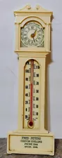 Old FRED PETERS CUSTOM SHELLING Grandfather Clock THERMOMETER...Snyder, Nebraska