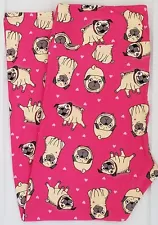 TC LuLaRoe Tall & Curvy Leggings Cute Pug Dogs Hearts on Pink Rare ! NWT Q12