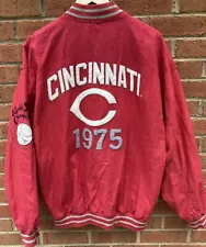 CINCINNATI REDS VINTAGE 1975 WORLD SERIES REVERSIBLE TICKET JACKET COAT L LARGE