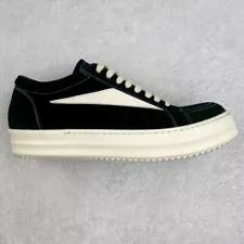 For Rick Owens low top leather sneakers Black and white men's size