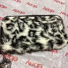 Nicole Lee Wallet / Clutch Purse Black And White Shaggy