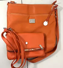 GRACE ADELE Orange Multi-Use Bag with Matching Folding Mini Coin Purse