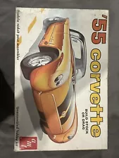 AMT ‘55 CHEVY CORVETTE Build Stock Car 1/25 Scale Plastic Model Kit Orange USA