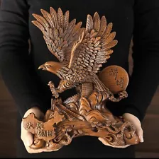 Hand-carved wooden eagle figurine