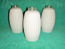 3 Vintage Mid Century White Ribbed Glass Lamp Shades For Tension Pole Lamp