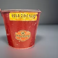 Firehouse Vintage Galvanized - painted Red Sand FIRE BUCKET Dome Bottom