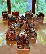 Victorian Village Collectibles 2002 Christmas House Ornaments Set/12