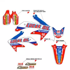 2008-2014 HONDA CRF 150F 230F GRAPHICS KIT CRF230F LUCAS OIL : RED / BLUE DECALS