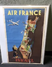 Vintage Air France Travel Poster Original As Found Condition