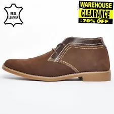 Front London Russell Mens Suede Leather Smart Casual Desert Ankle Boots Brown