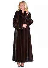 Womens Real Genuine Mink Fur Coat Full Length Size 14 - Turn Back Cuffs