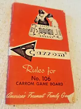 1963 Rule Book For Carrom Game Board No. 106, Instruction Booklet Only